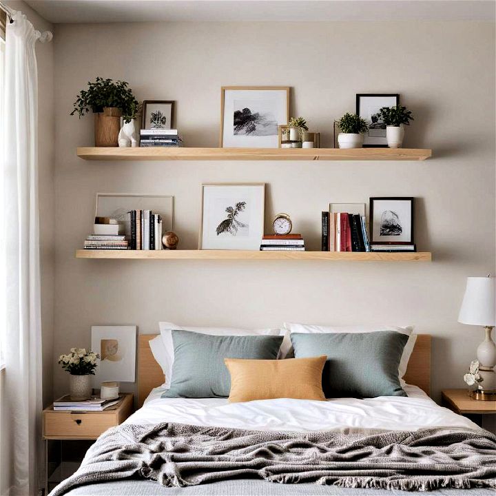 small bedroom floating shelves