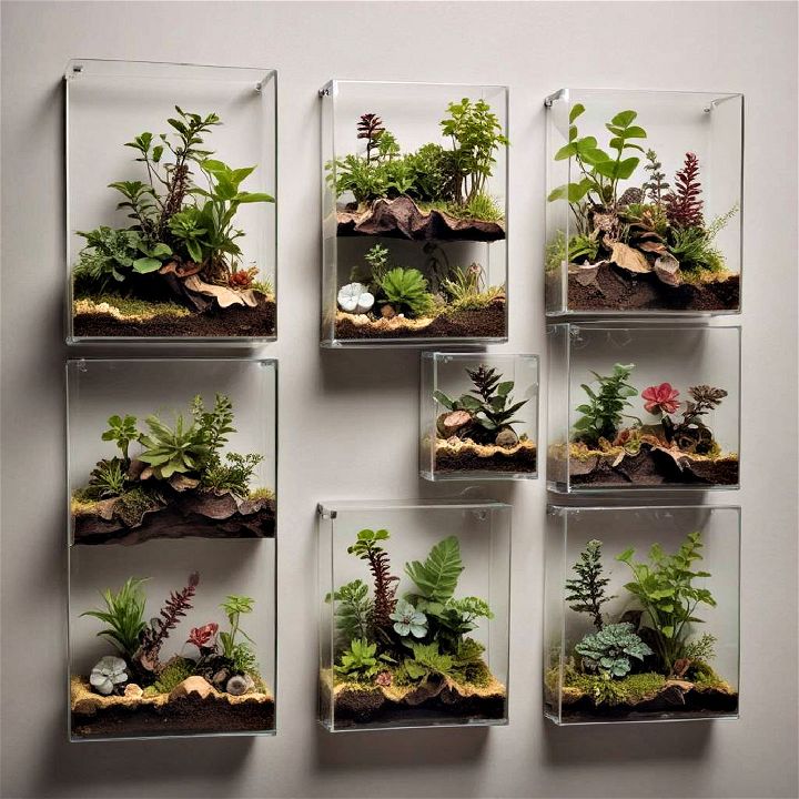 small elegant glass terrarium wall