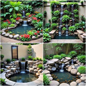 small pond ideas with waterfalls