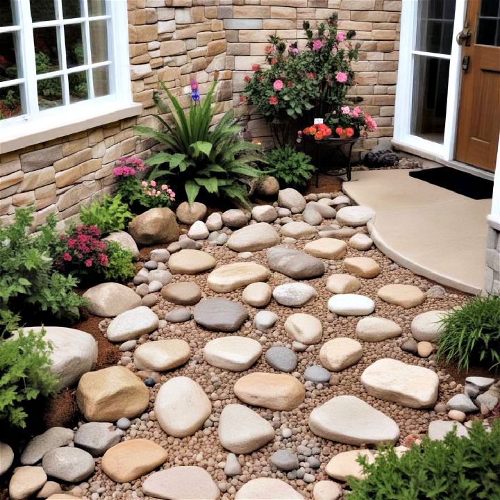 small rock garden for small porch