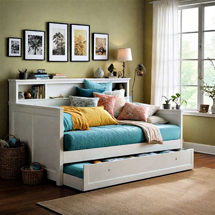 small space daybed with built in desk