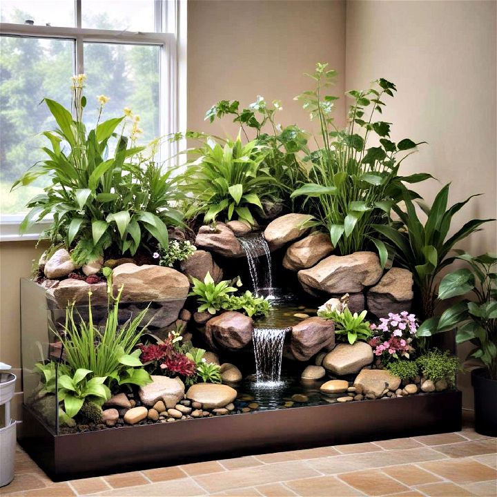 small water feature with aquatic plants