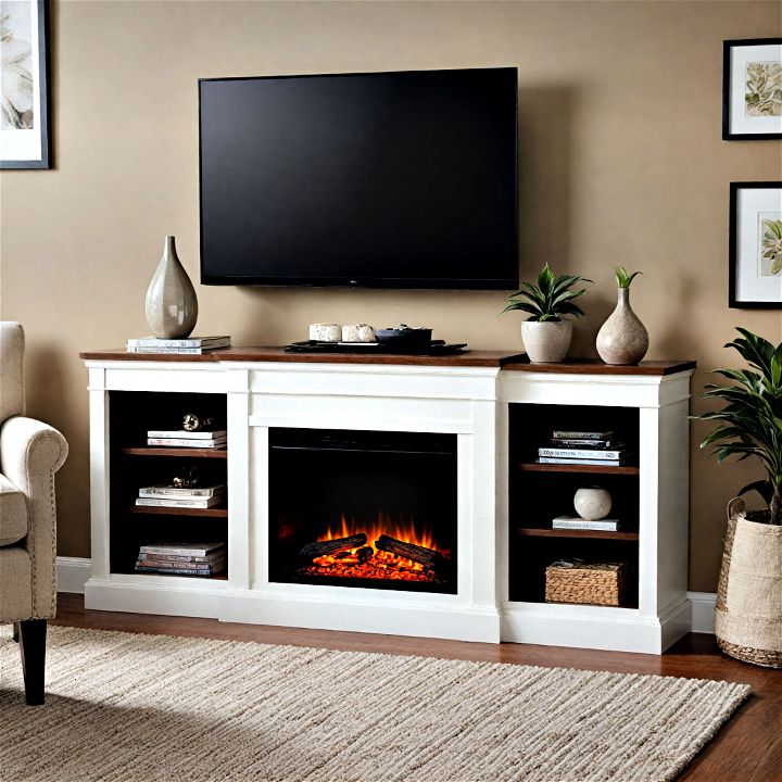 smart electric fireplace with storage
