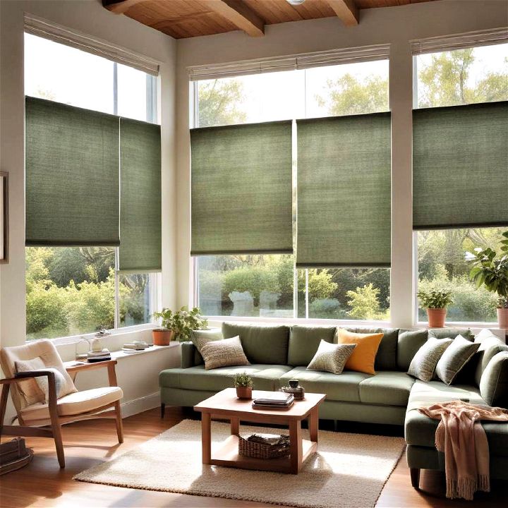 smart solar shades for green living room