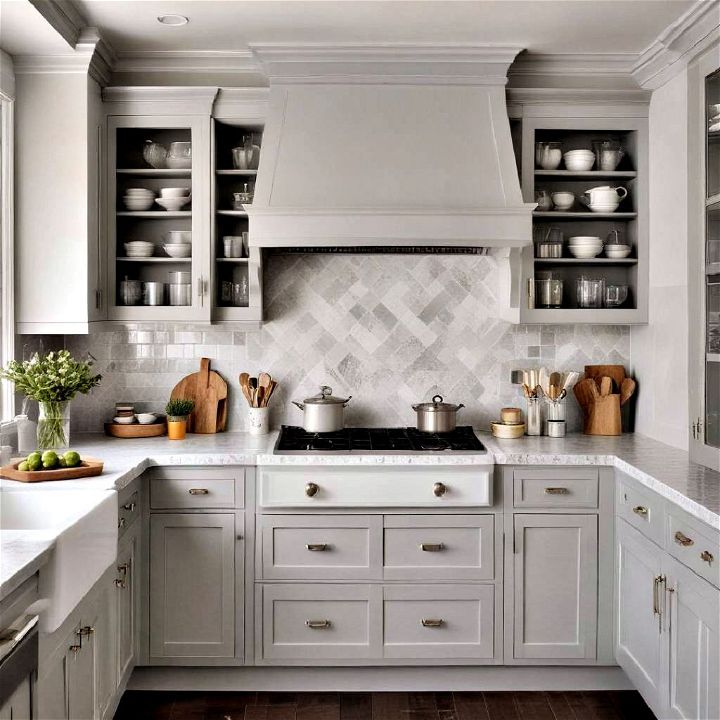 charming soft gray cabinets