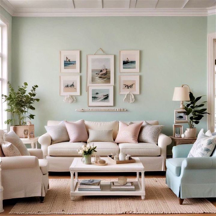 soft pastel wall for coastal living room