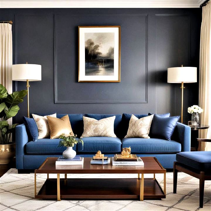 sophisticated elegance blue couch living room