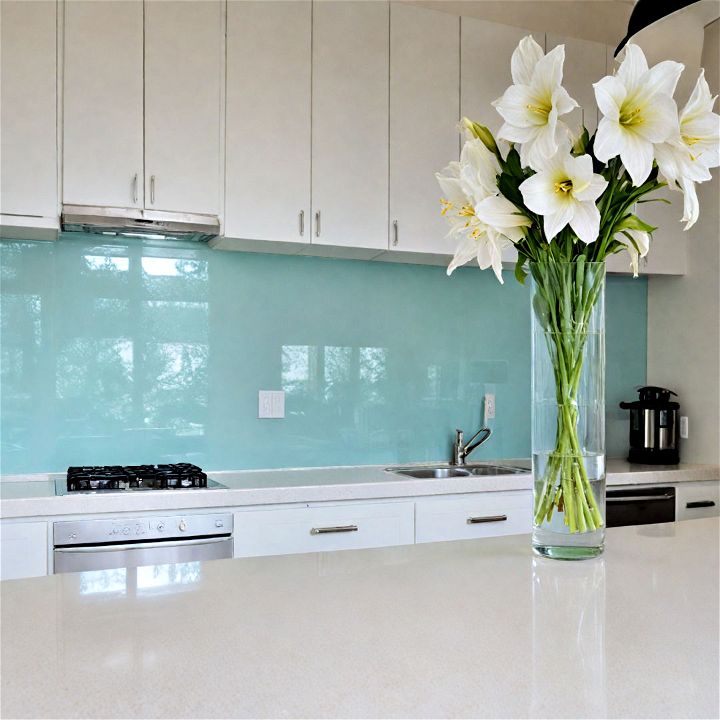 sophisticated frosted glass panel backsplash