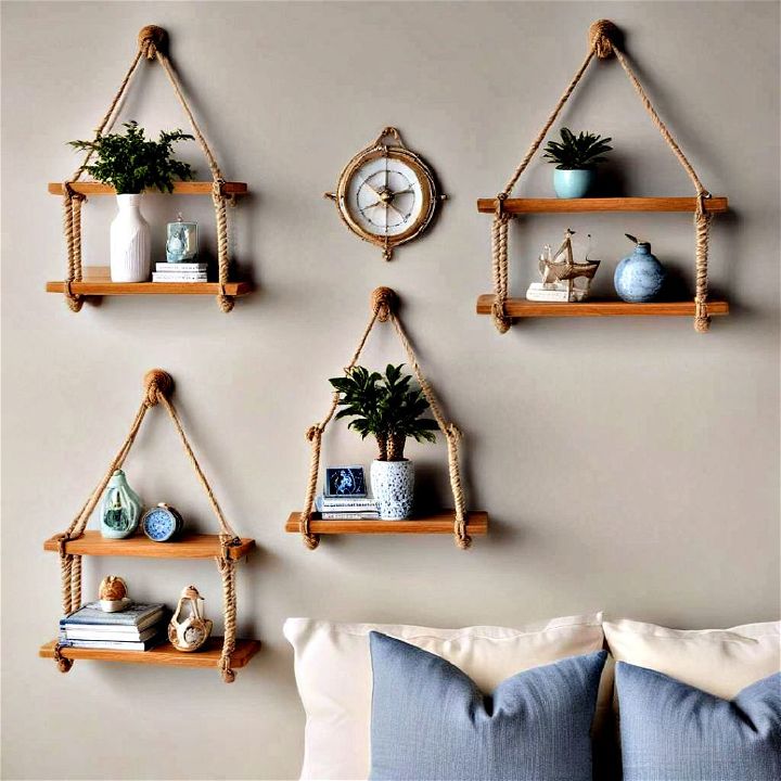 space saving nautical rope shelves