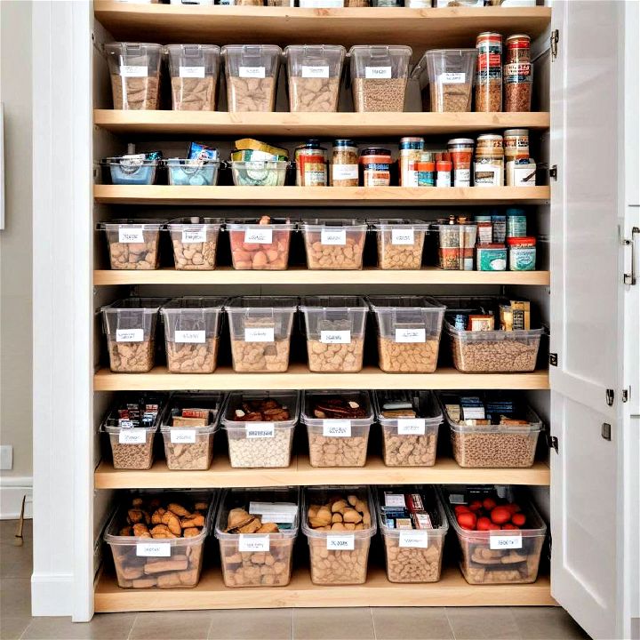 stacking bins to keep your pantry organized