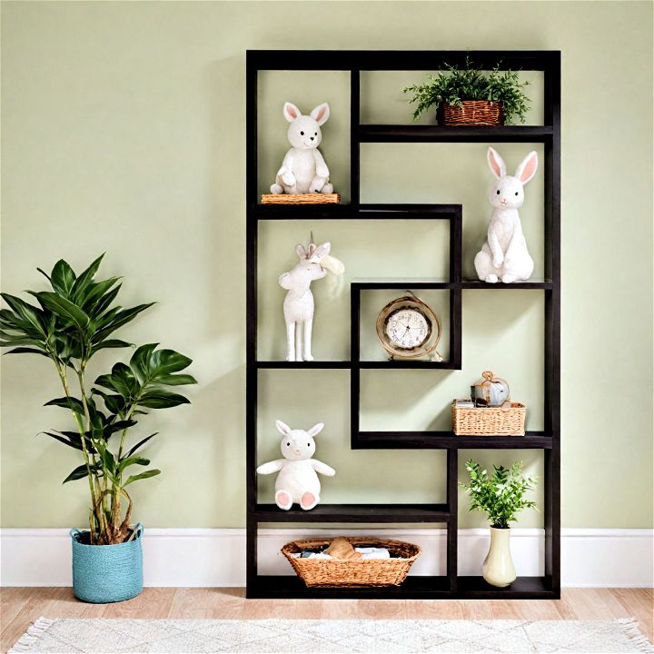 staggered shelves to add functionality