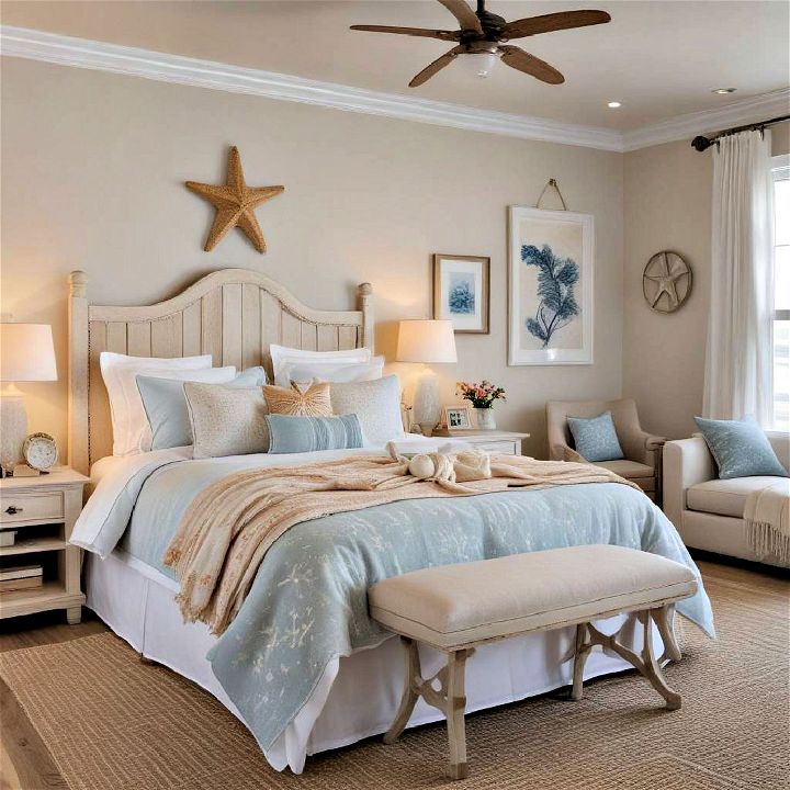 starfish accents for beach themed bedroom
