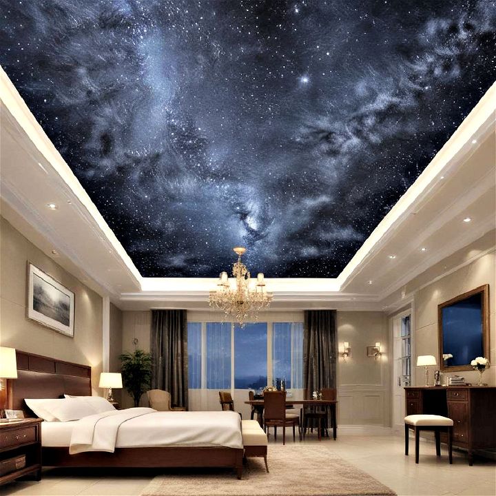 starry night sky ceiling wallpaper