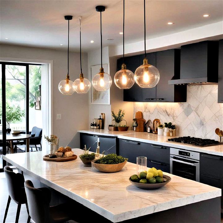 statement lighting to add sophistication to your open kitchen