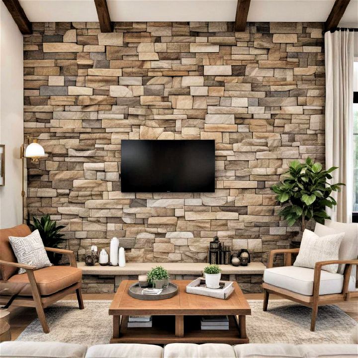 stone elements for farmhouse living room