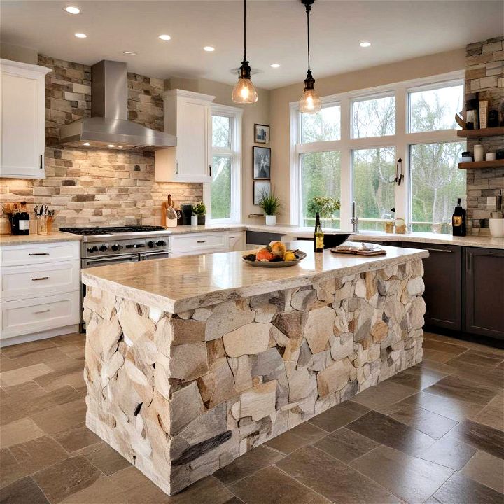 stone veneer panel for upscale kitchen island