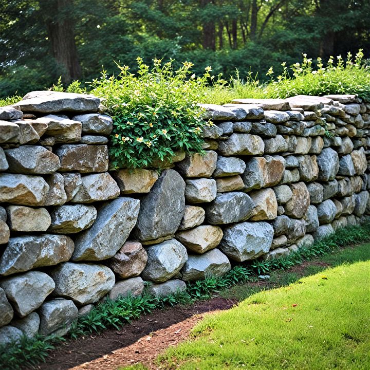 stone wall fence to add natural elegance to various landscaping styles
