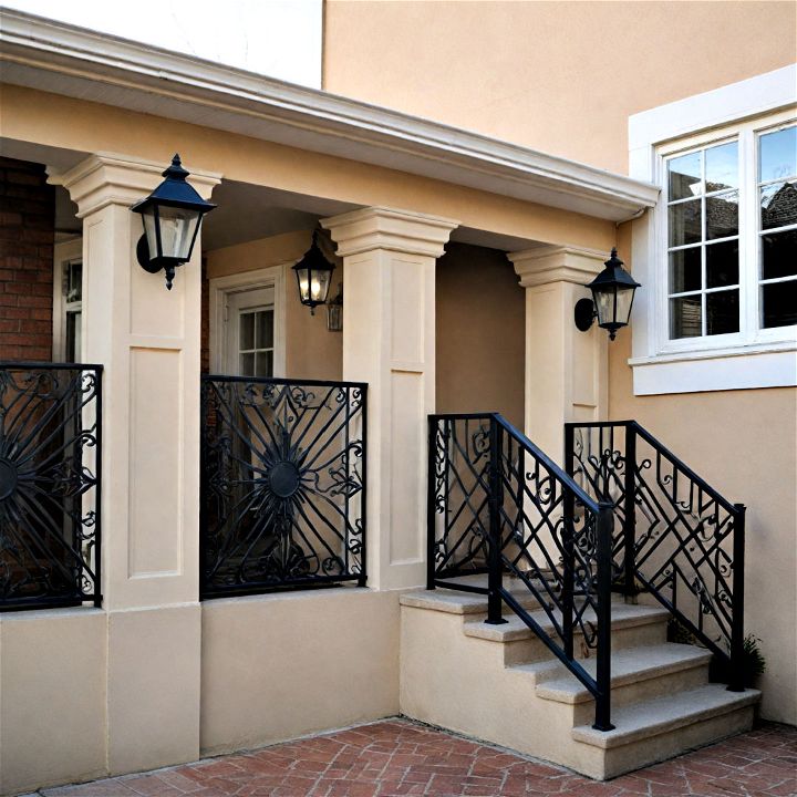 striking art deco inspired porch railings