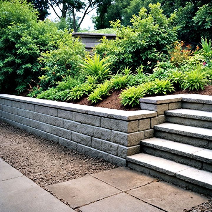 strong and durable concrete block retaining wall