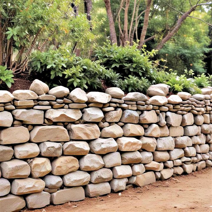 strong and flexible dry stack stone retaining wall