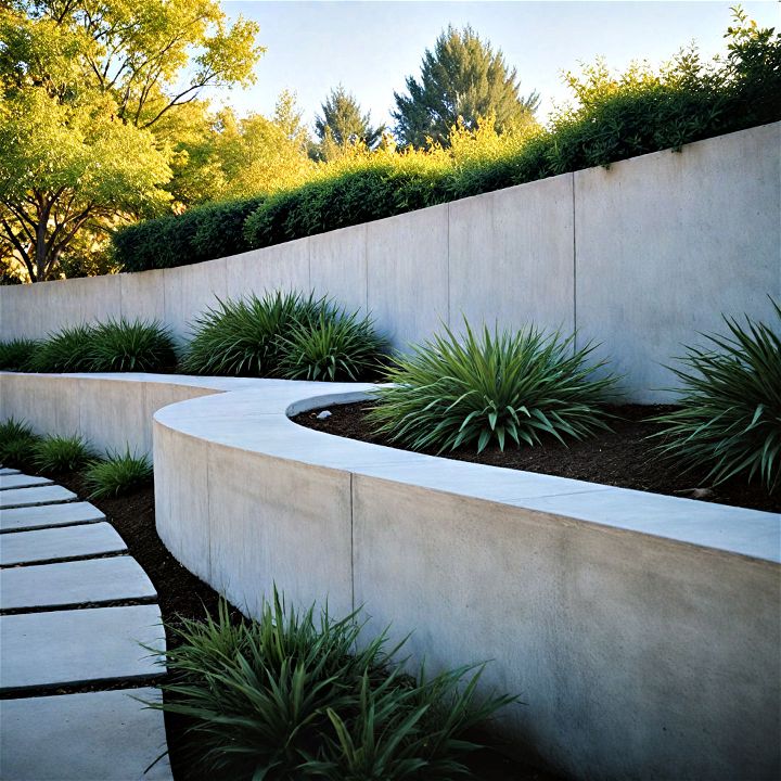 strong and long lasting poured concrete retaining wall