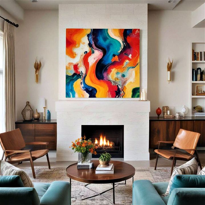 stunning abstract art installations above your fireplace