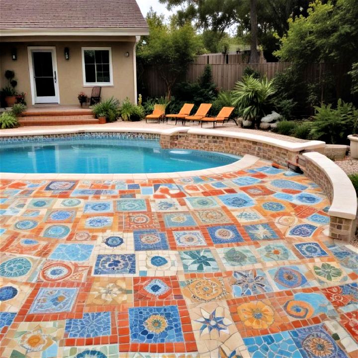 stunning artistic mosaic tile deck