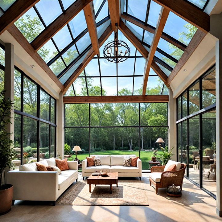 stunning ceiling with glass panel insets