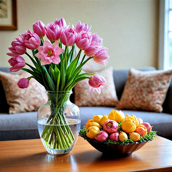 stunning vase with seasonal flower bulbs