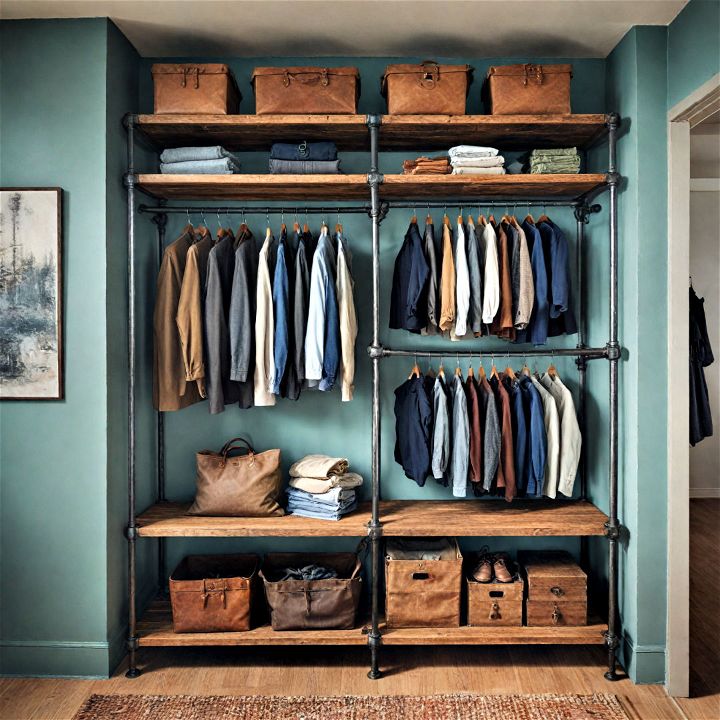 sturdy and functional industrial style closet