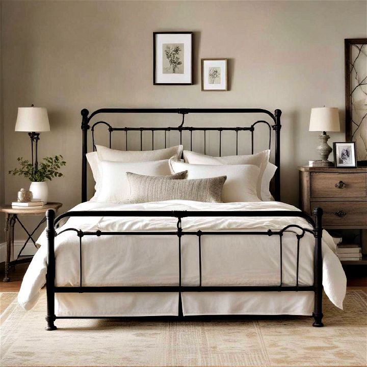 sturdy iron bed frame to fit in the farmhouse bedroom