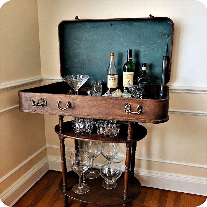 sturdy suitcase side table bar