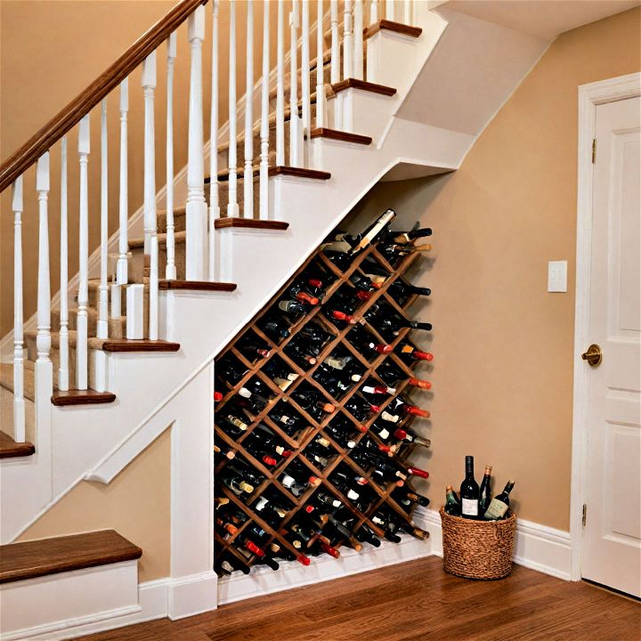 stylish and functional under stair wine rack