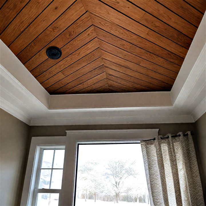 stylish chevron wood ceiling