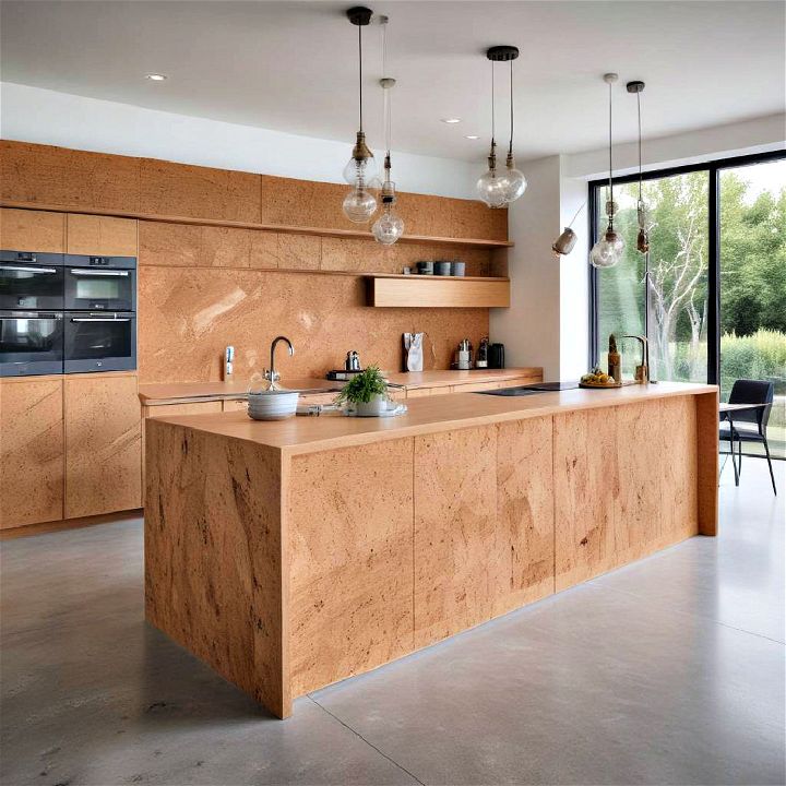 stylish cork kitchen island back panel