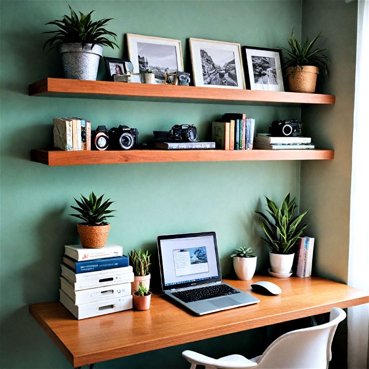 stylish floating shelves for desk
