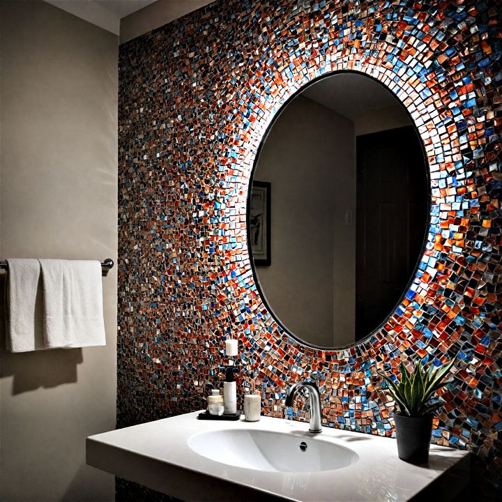stylish mosaic mirror tiles wall