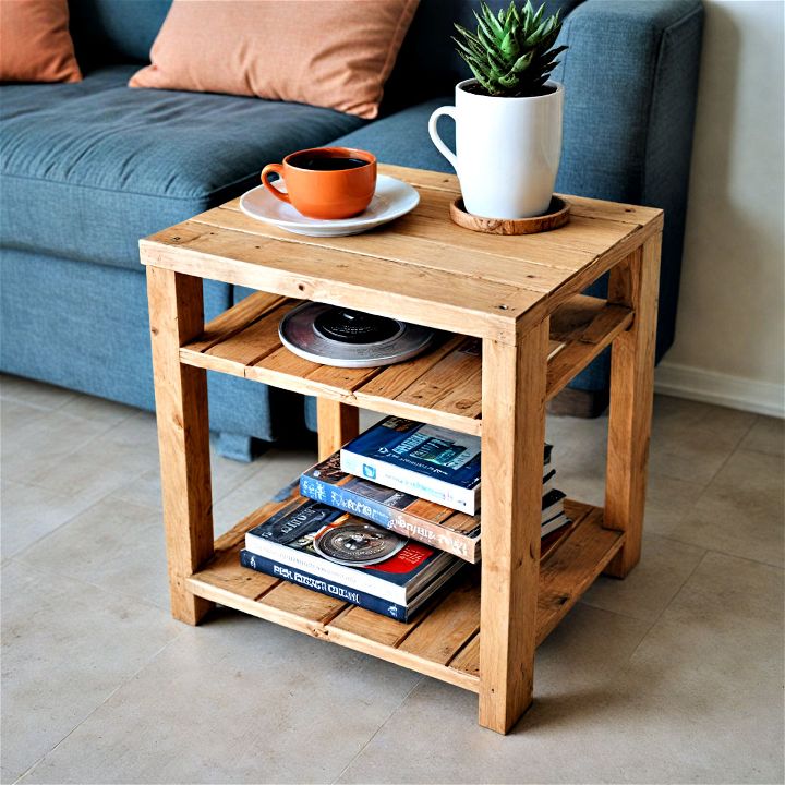 stylish pallet side table for sofa or bed