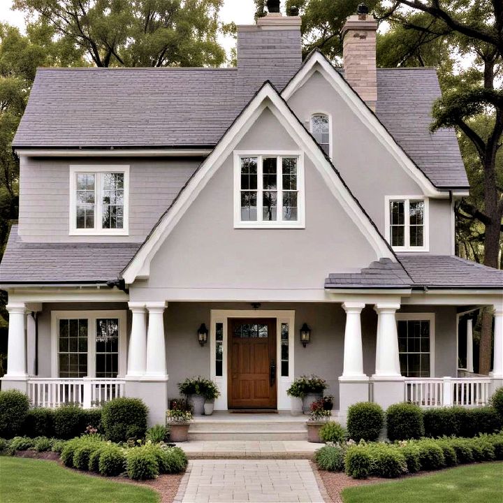 subtle yet elegant cashmere wrap gray exterior house paint