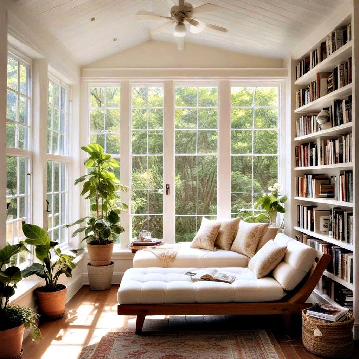 sunroom into a peaceful reading sanctuary