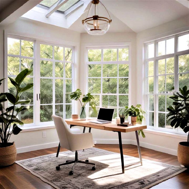 sunroom into a sleek modern home office