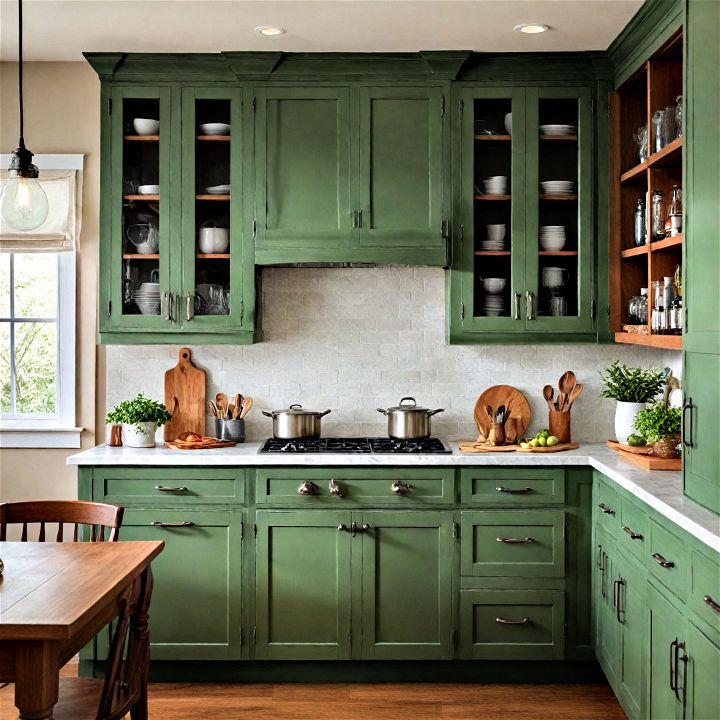tarragon green craftsman style kitchens cabinets