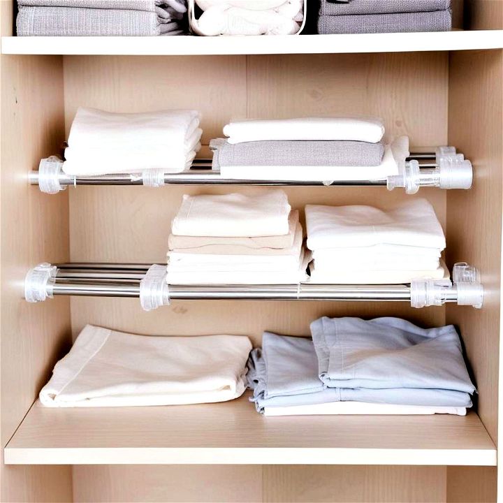 tension rod shelving for adding more layers to your closet