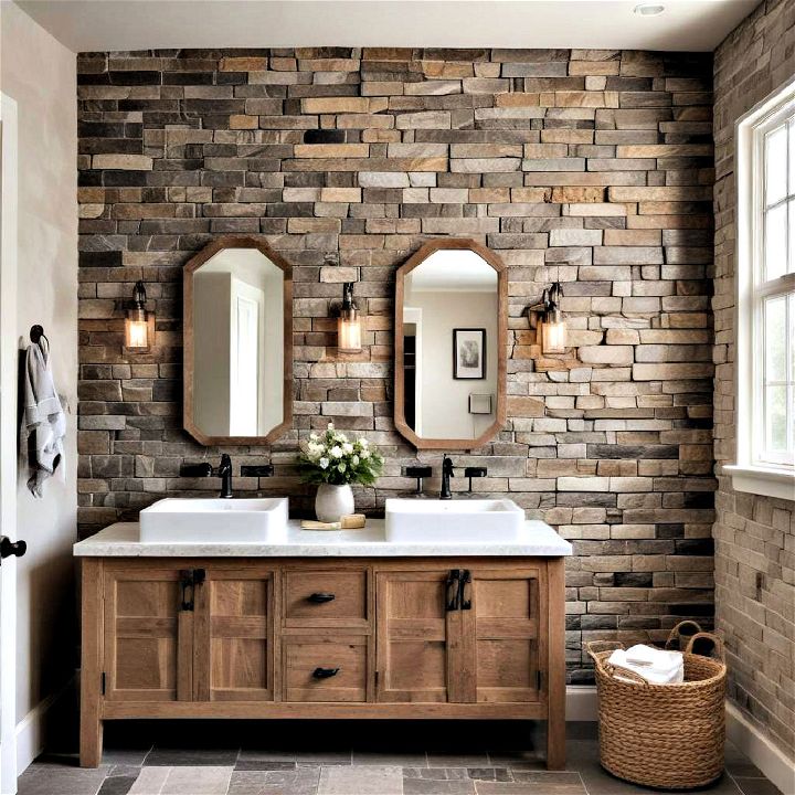 accent wall in natural stone idea