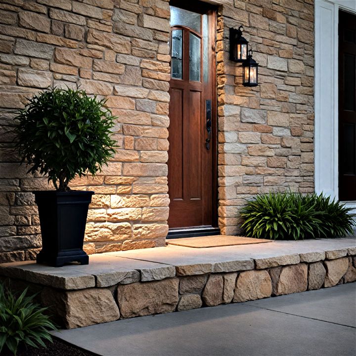 textured stone accents to add depth and character