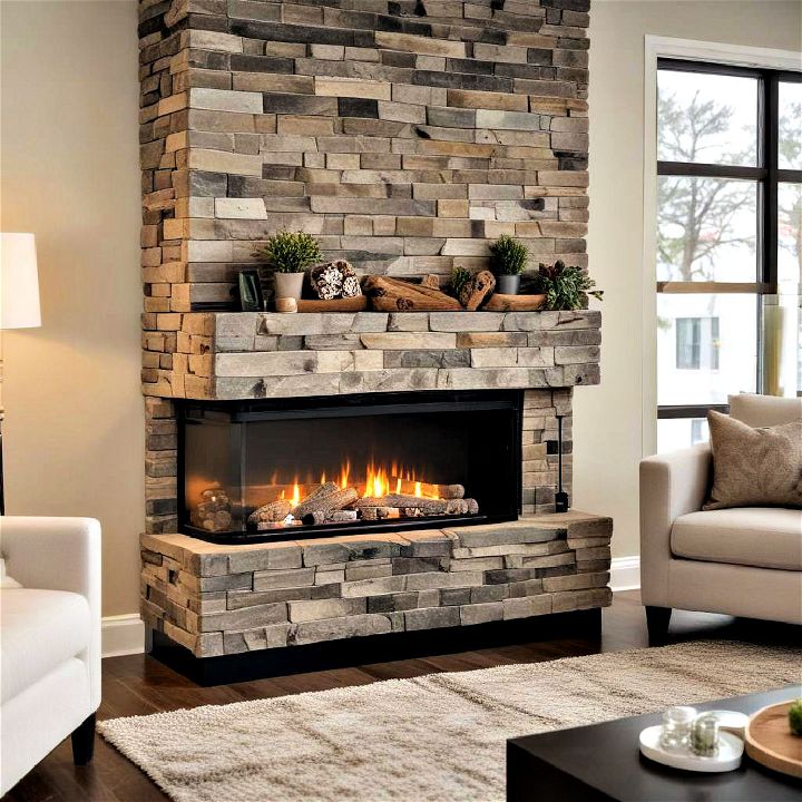 three sided electric fireplace