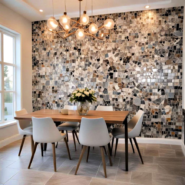 tile mosaic dining room accent wall