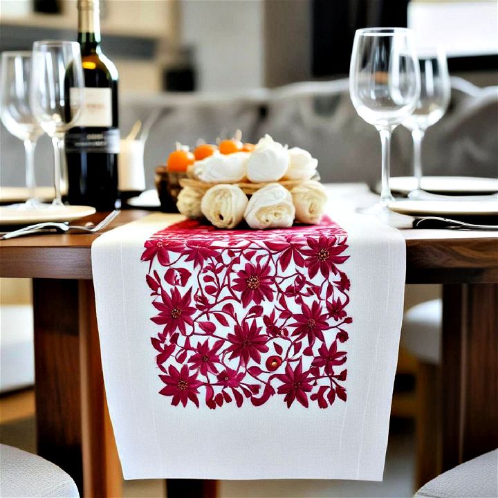 timeless embroidered table runner