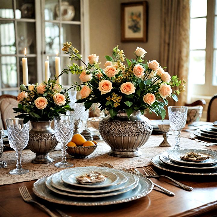 timeless vintage accents for dining table decor