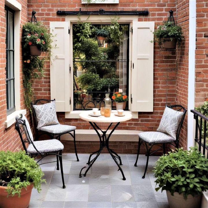 tiny outdoor space into a charming bistro nook deck